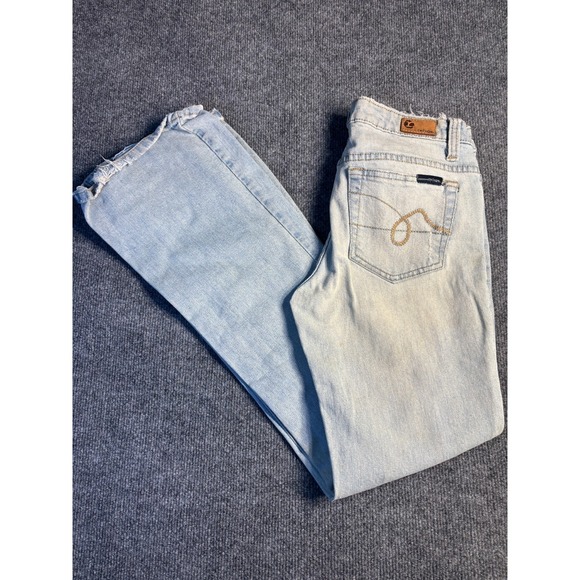 refuge Denim - Refuge Jeans Womens 7 Blue Denim Stretch Light Wash Grunge Americana Bootcut Leg